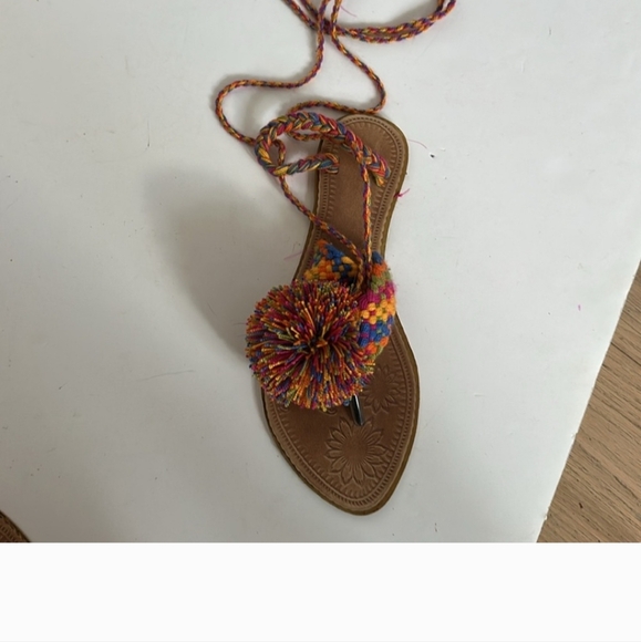 Shoes - NWOT Katico Colorful Pom-Pom Women's Sandals
